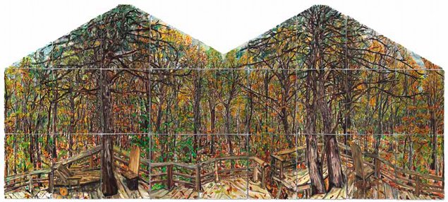 Nick Miller: Tree House 360, 27 Panels. Installed size 91” x 202” / 233 x 512 cm (each panel 76 x 56 cm) | Nick Miller: Tree House 360˚ | Wednesday 13 October – Saturday 13 November 2010 | Rubicon Gallery