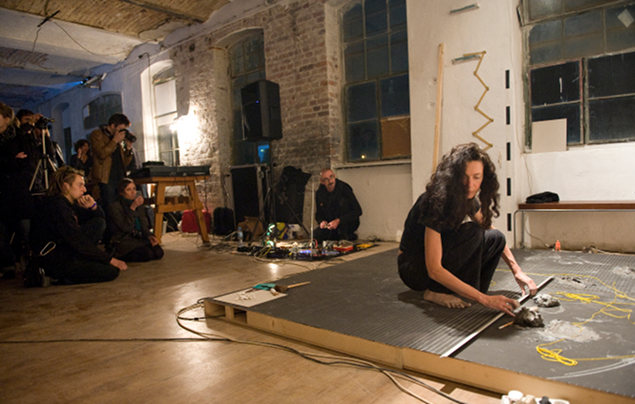 Irene Murphy with the Quiet Club: How long is a piece of string, in ART=Adding Sczecin Poland, 2010 (Photo Tomasz Madajczak) | Strange Attractor | Saturday 20 November 2010 – Monday 4 April 2011 | Crawford Art Gallery