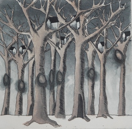 Niamh Flanagan: they nestled quietly in the trees, 2010, etching | Home | Friday 12 November 2010 – Saturday 22 January 2011 | Draíocht