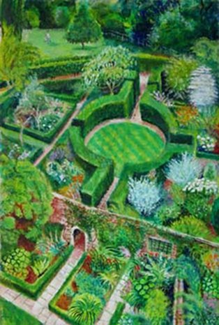 Sarah Longley: Tower View I, oil on board, 60 x 40 cm | Sarah Longley: Sissinghurst Revisited | Friday 21 January – Saturday 12 February 2011 | Peppercanister Gallery