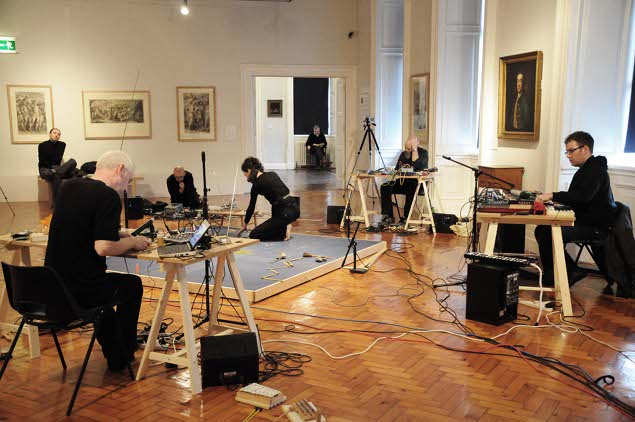 Anthony Kelly, Irene Murphy, Danny McCarthy, Mick O’Shea, David Stalling: Strange Attractor 1: System, Crawford Gallery, Cork, Ireland. (Photo: Patricia Klich) | Strange Attractor 5 with Alessandro Bosetti | Saturday 5 March 2011 | Crawford Art Gallery