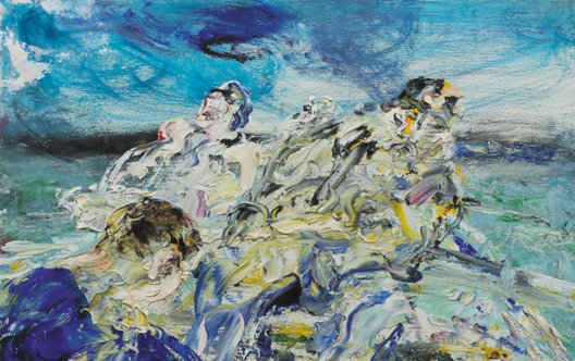 Jack B Yeats: Rescue Men, oil on board, 9.5 by 14.5in, €60,000-€80,000 | Whyte’s Irish & British Art Auction | Monday 10 October 2011 | Whyte's Auctioneers