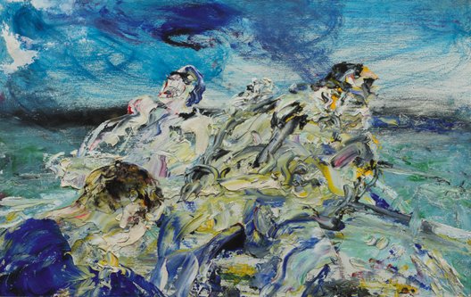 Jack B. Yeats: Rescue Men , 1949, oil on panel, 9 by 14 inches. Sold at Whyte's for €110,000 in October 2011. | An Invitation to Sell in 2012 | Monday 16 January – Thursday 16 February 2012 | Whyte's Auctioneers
