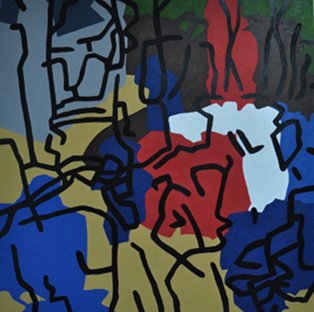 Samuel Walsh: Armor IX, 2010, acrylic and oil on canvas, 100 x 100 cm | Samuel Walsh: The Coercion of Substance Reprise | Thursday 21 June – Saturday 21 July 2012 | Hillsboro Fine Art