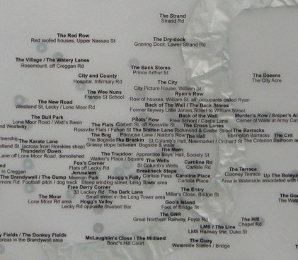 Aisling O'Beirn: A constellation of Derry nicknames (or so I'm told), (detail), 2013 | Fugitive Papers #4: The Derry Way | Saturday 15 June 2013 | CCA