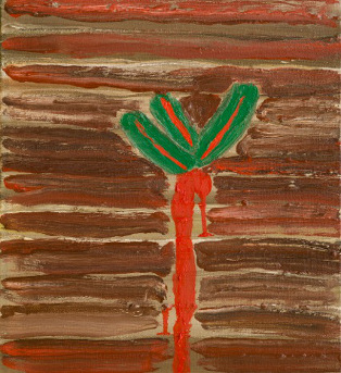Patrick Hall: Red Tree, oil on canvas, 2013, 30.5 x 28 cm | Patrick Hall: Where there is imagination there is love | Friday 16 August – Saturday 14 September 2013 | Hillsboro Fine Art