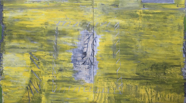 Patrick Graham: Half Light II, oil on canvas (diptych), 2013, 185 x 341 cm | Patrick Graham: Half Light | Friday 25 October – Saturday 23 November 2013 | Hillsboro Fine Art