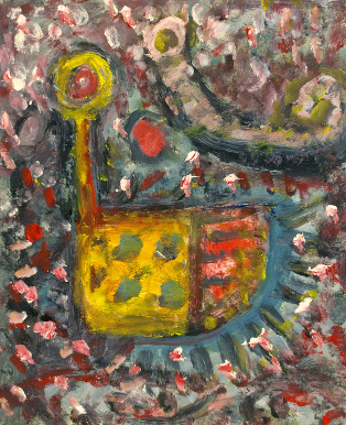 Alan Davie: Night Vision Amongst Stars , oil on paper, 2012, 28.5 x 23.5 cm | Gallery & Invited Artists | Friday 29 November – Monday 23 December 2013 | Hillsboro Fine Art