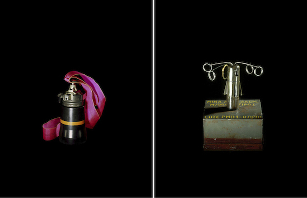 Raphaël Dallaporta: Left: F1_France, Right: M966_Portugal, from the series Anti-Personnel, 2004, © Raphaël Dallaporta | Raphaël Dallaporta: Observations | Wednesday 9 April – Thursday 15 May 2014 | Photo Museum Ireland