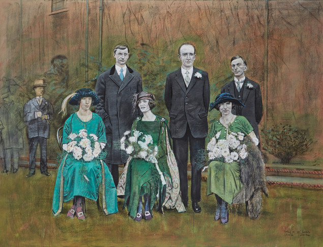 Mick O'Dea: The Wedding Party, acrylic on canvas, 250x190cm, 2014 | Mick O’Dea: The Split | Friday 17 October – Saturday 15 November 2014 | Kevin Kavanagh