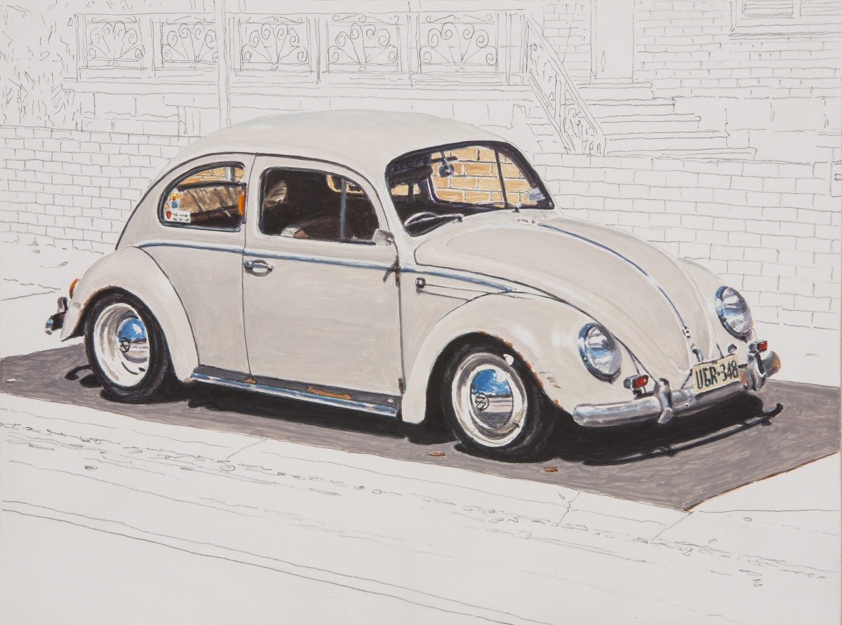 John Doherty, Beetle II, 2014, acrylic and pencil on gesso board, 23.5 x 17.5 cm | John Doherty: Contours | Friday 17 April – Saturday 9 May 2015 | Taylor Galleries