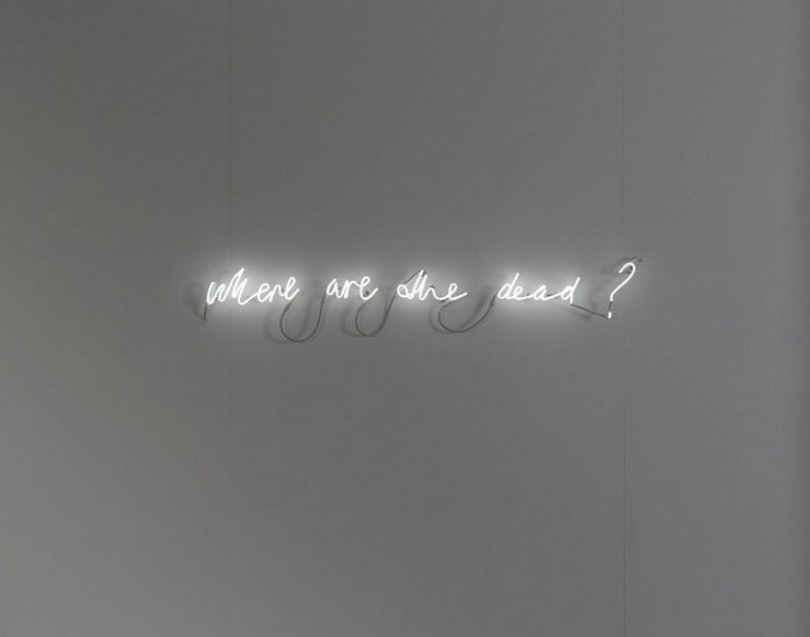 Susan MacWilliam, Where are the dead? 2013, neon, 135cm | Psychic Lighthouse | Friday 12 June – Sunday 30 August 2015 | The Model