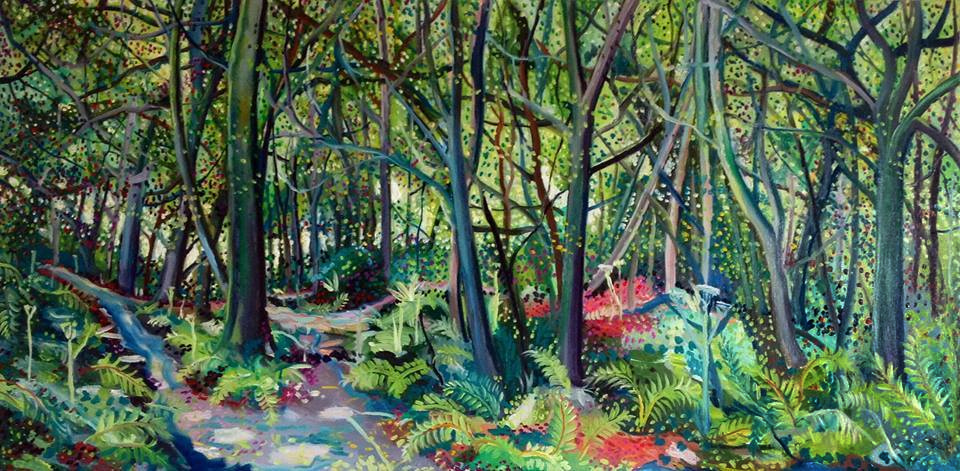 Conrad Frankel: An Irish Jungle, oil on board, 50 x 100cm | Winter group show • Hopscotch | Sunday 20 December 2015 – Saturday 13 February 2016 | Olivier Cornet Gallery