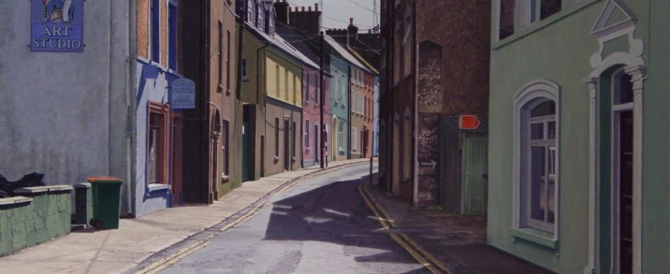 John Doherty, The Curved Street (Stronad Street, Youghal), acrylic on canvas, 81 x 122 cm