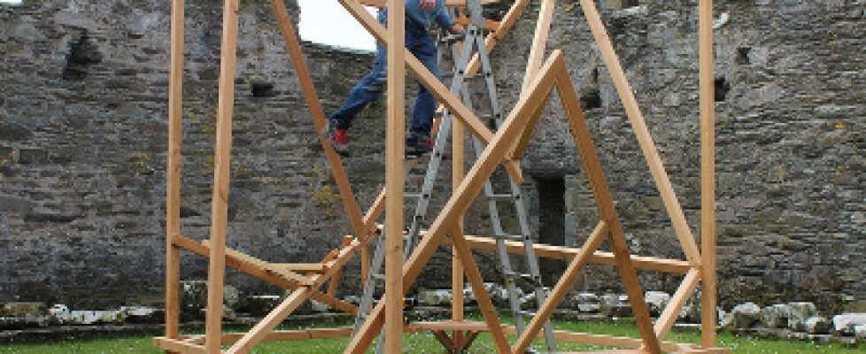 Ben Townsend Installing his work in Sherkin sq