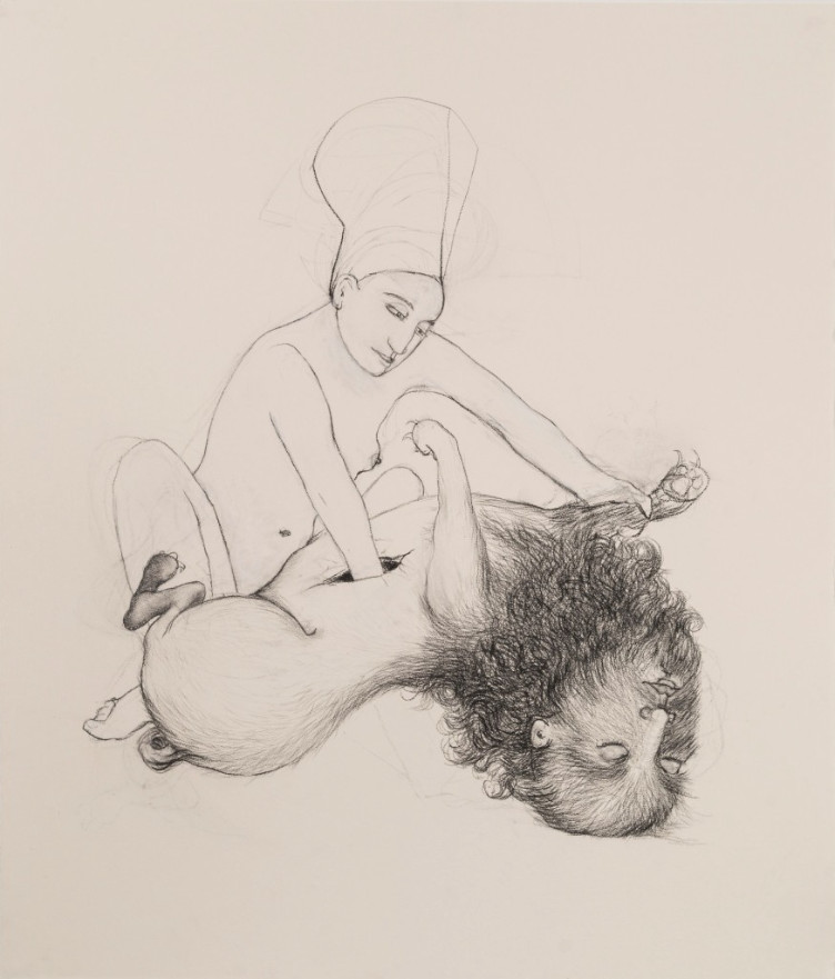 Alice Maher: The Diviner, charcoal and chalk on acid-free 600gm paper, 122 x 107cm, 2016 | Alice Maher: The Glorious Maids of the Charnel House | Thursday 2 June – Saturday 2 July 2016 | Kevin Kavanagh