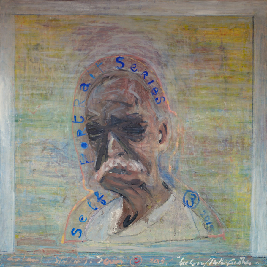Patrick Graham: Self Portrait, 2015, oil on canvas, 105 x 105 cm | Patrick Graham: Lullaby | Sunday 21 August – Friday 28 October 2016 | Luan Gallery