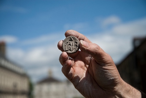 A Fair Land money button, image courtesy Grizedale Arts + IMMA, photo by Motoko Fujita | A Fair Land | Friday 12 August – Sunday 28 August 2016 | IMMA