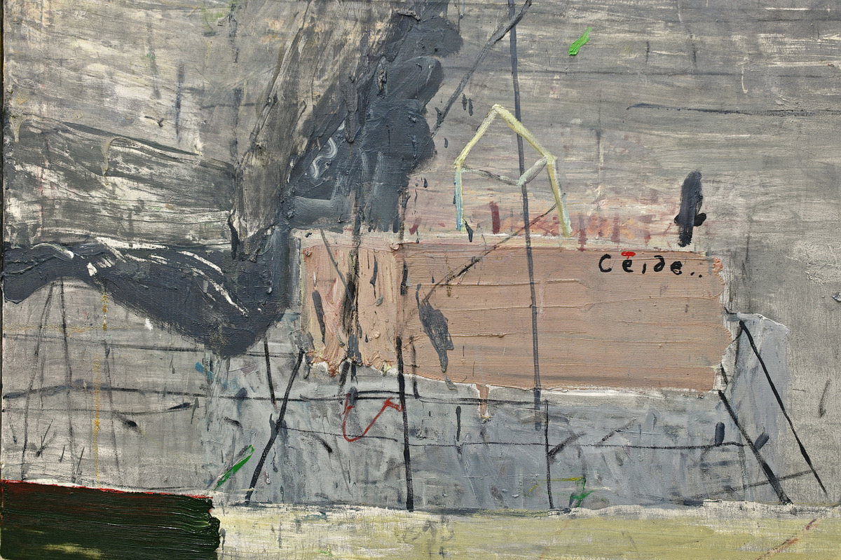 Patrick Graham: Ribbon for DH (detail), 2016, oil on canvas (diptych), 180 x 350 cm | Patrick Graham: Lullaby | Friday 14 October – Friday 18 November 2016 | Hillsboro Fine Art