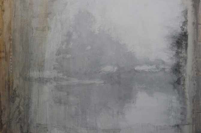 Bernadette Kiely, Silence  - River Nore, 2017, oil on canvas, 102 x 153 cm | Bernadette Kiely: memory needs a landscape | Friday 5 May – Saturday 27 May 2017 | Taylor Galleries