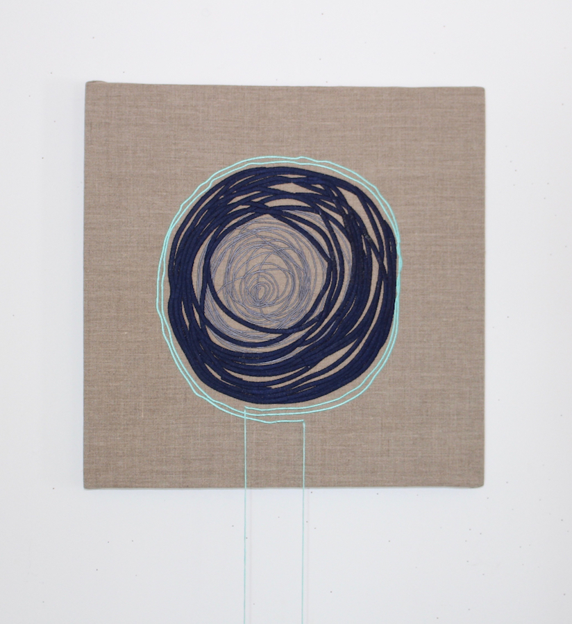 About Time, Brendan Earley, 2018. Embroidery on linen, 45x45cm | Brendan Earley: Present Perfect | Friday 4 May – Sunday 1 July 2018 | SIRIUS