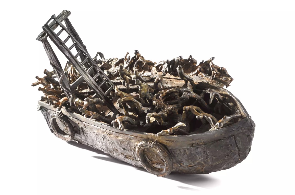 John Behan RHA: Migrant Boat, bronze, unique, 34 x 43 x 38cm | John Behan RHA: Seven Ages of Man | Friday 26 October – Saturday 17 November 2018 | Solomon Fine Art