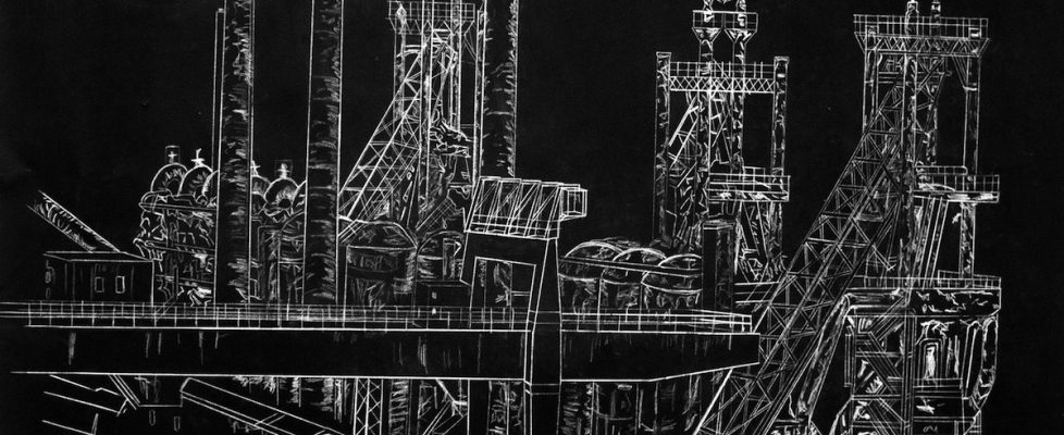Jason Deans_Ebbw Vale Steelworks_Acrylic and Pencil on Paper_159 x 113cm 2018
