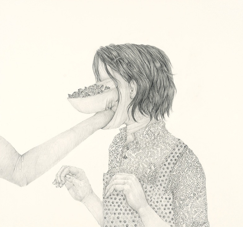 Amy Cutler: Marion, 2019, graphite on paper, 55.8 x 59 cm; courtesy Leslie Tonkonow Artworks + Projects, New York | Amy Cutler: Colloquies | Saturday 10 August – Sunday 6 October 2019 | Butler Gallery