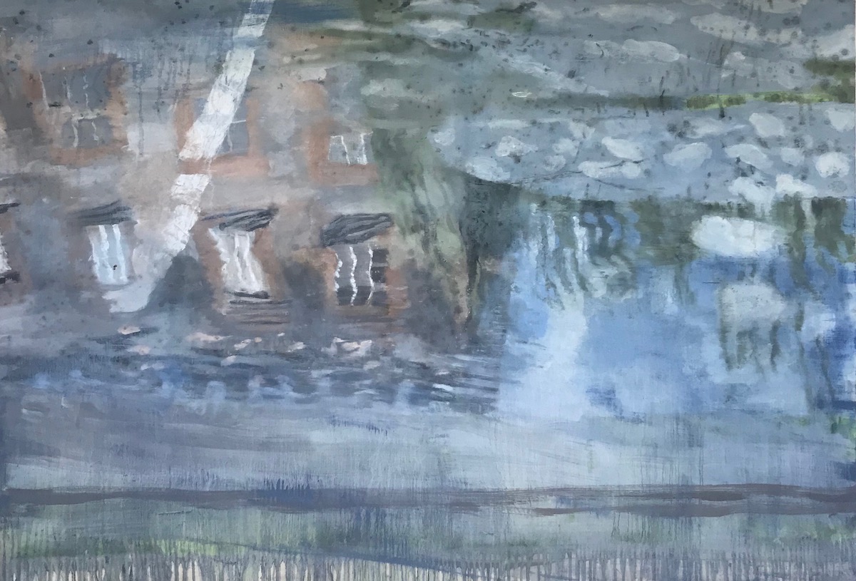 Bernadette Kiely: House on a river - c.y.m.s (Catholic Young Men's Society), oil on canvas, 102 x 113cm | Bernadette Kiely: …one touch of nature makes the whole world kin… | to Friday 17 July | Taylor Galleries