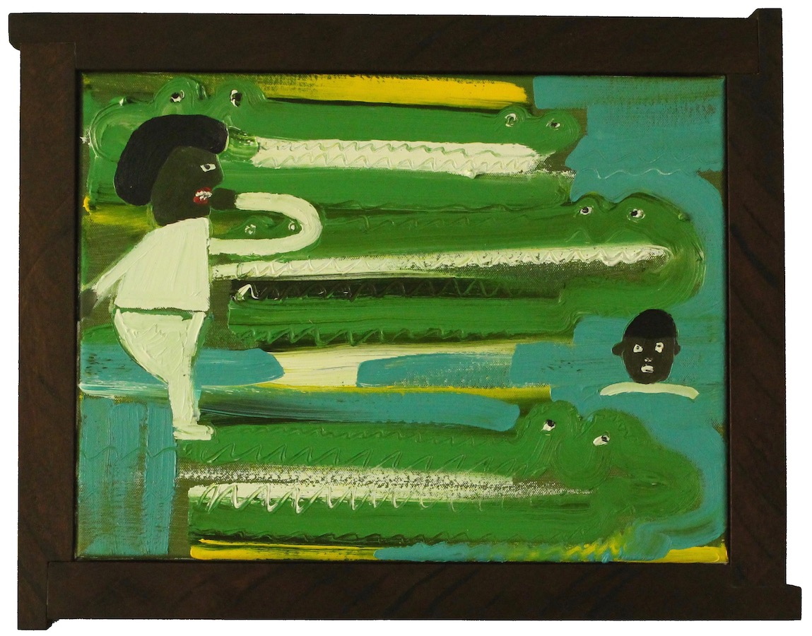 George Warren: Drowning Boy, 2020, oil on canvas in artist’s frame | Enzo Cucchi and George Warren: Menti Curiose | Thursday 30 July – Saturday 29 August 2020 | Hillsboro Fine Art