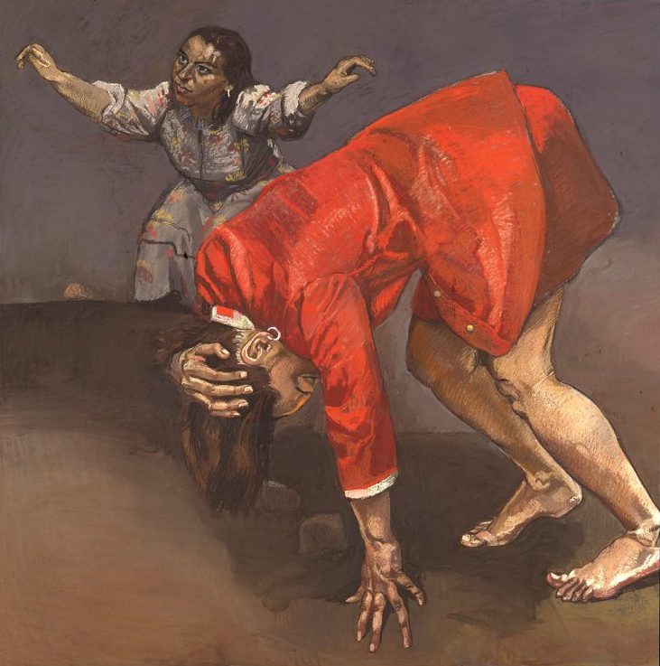 Paula Rego: Two Women Being Stoned, 1995, pastel on paper laid on aluminium, 150 x 150 cm; Private Collection, Courtesy of Marlborough Fine Art. © Paula Rego, Courtesy of The Artist and Marlborough, New York and London | Paula Rego: Obedience and Defiance | From 18 September 2020; reopening 11 May 2021 –  Tuesday 25 May 2021 | IMMA