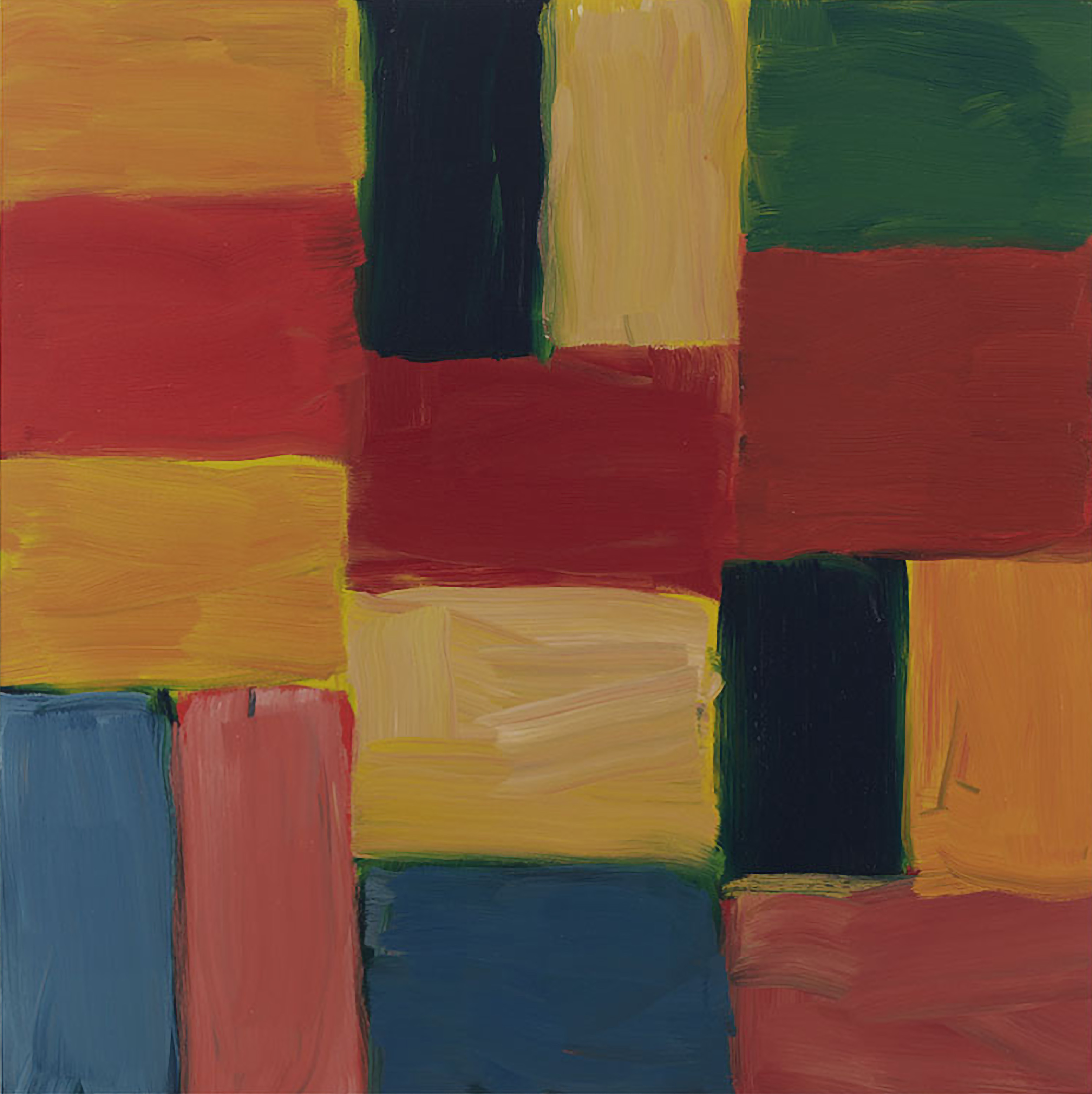 Sean Scully: Wall Red Red, 2020, oil on Linen, 160 x 160 cm / 63 x 63 in | Double-M, Double-X | Saturday 17 October 2020 – Saturday 16 January 2021 | Kerlin Gallery