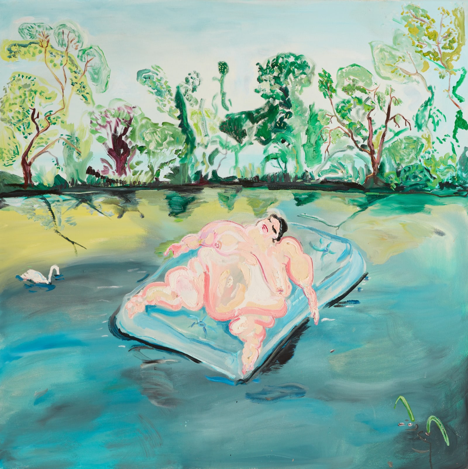 Sheila Rennick, Floating off, oil on canvas, 120 x 120cm, 2020 | Sheila Rennick: Screaming on Mute | Thursday 6 May – Saturday 5 June 2021 | Kevin Kavanagh
