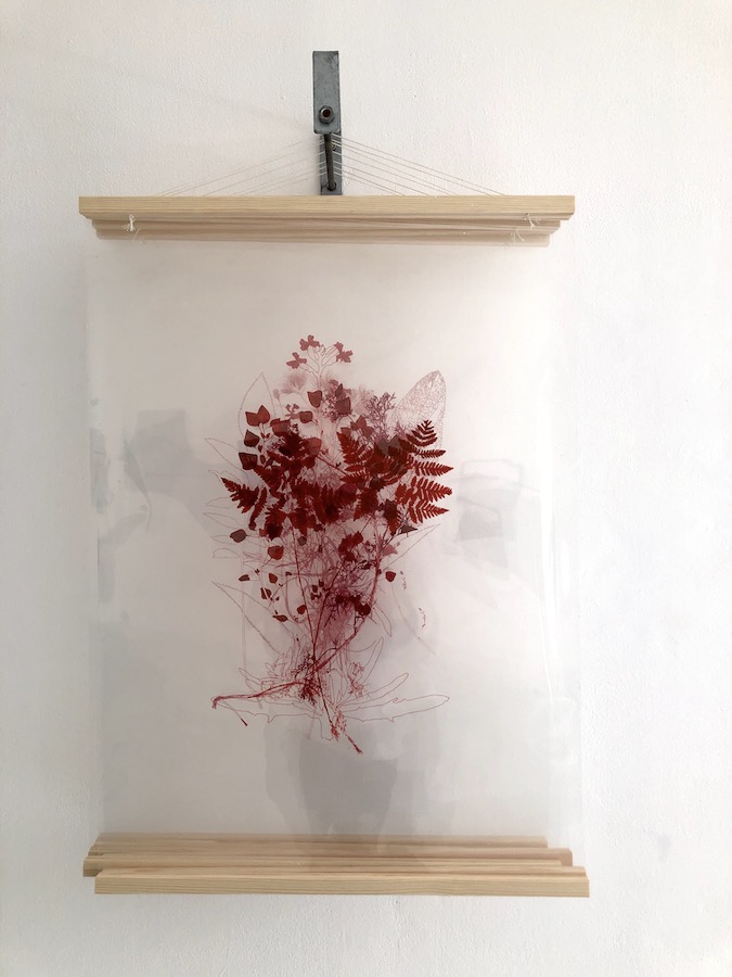 Christine Mackey: Extinctions, seven drawings on drafting film, ink pen, metal hanging unit, 85 x 59 cm, 2021 – ongoing | Christine Mackey: The Long Field | Friday 17 September – Sunday 10 October 2021 | Leitrim Sculpture Centre