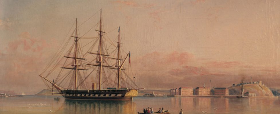 George-Mounsey-Wheatley-Atkinson-Naval-Steam-Frigate-Moored-off-Queenstown-with-Haulbowline-in-Background-1838.-Collection-Crawford-Art-Gallery-Web