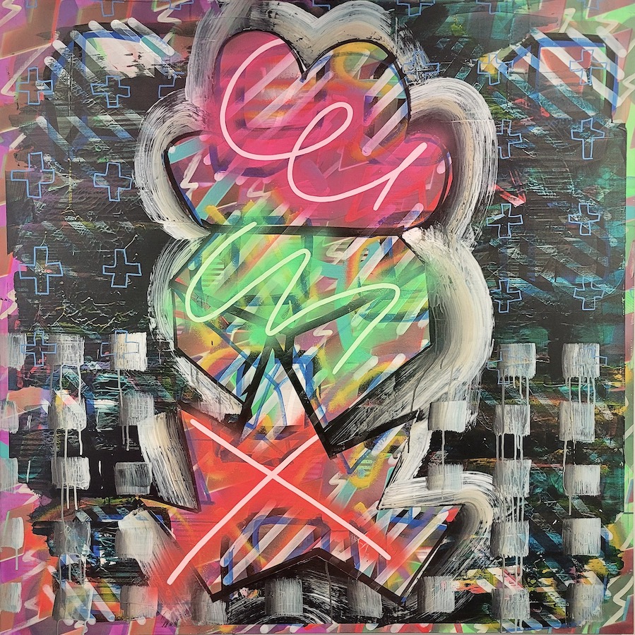 Leah Hewson: Custom Sanctum, 2022, acrylic and lacquer on canvas, 120 x 120 cm | Festival: Gallery & Invited Artists | Thursday 14 July – Saturday 13 August 2022 | Hillsboro Fine Art
