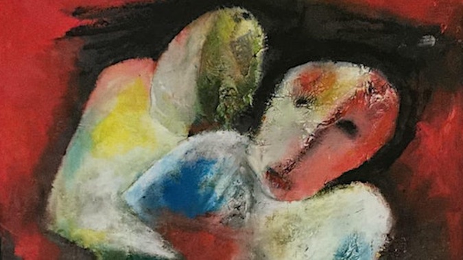 Festival of Belonging | Thursday 8 June – Saturday 24 June 2023 | Triskel Arts Centre | Image: painting, somewhat in the style of Chagall; may be the head and shoulders of two figures, the one behind possibly seizing the one in front – hopefully for a hug 