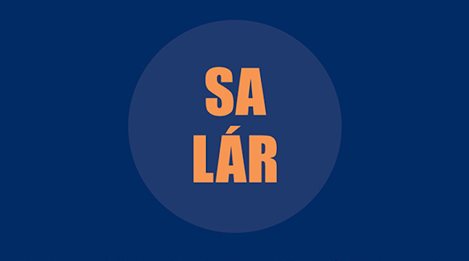 Sa Lár: A Westmeath Artists Awards Group Exhibition | Thursday 30 November 2023 – Thursday 8 February 2024 | Luan Gallery | Image: The words ‘Sa Lár', meaning 'in the centre', in a greyish orange in the middle of a greyish-blue circle all against a fairly dark blue background 