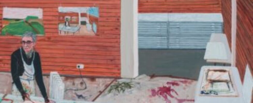 Sarah McEneaney, Ballinglen Studio, 2016, Acrylic on yupo mounted on wood, 12.7 x 58.5cm, Image cour