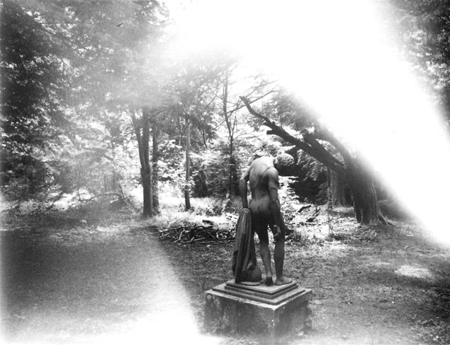 Tamsin Snow & Armelle Skatulsk: Inventaire des œuvres démembrées: Dying Gladiator, Killruddery Gardens, 2010, Polaroid, 4 x 5 ins  | Mermaid Arts Centre