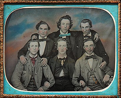 Group of young men, Grafton Street Studio of James Robinson. Ambrotype Print c.1858 from the forthcoming exhibition  | The Collector’s Eye | Thursday 14 October  – Sunday 21 November 2010 | Photo Museum Ireland
