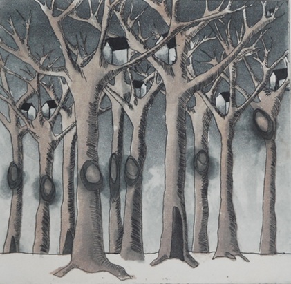 Niamh Flanagan: they nestled quietly in the trees, 2010, etching | Home | Friday 12 November 2010  – Saturday 22 January 2011 | Draíocht