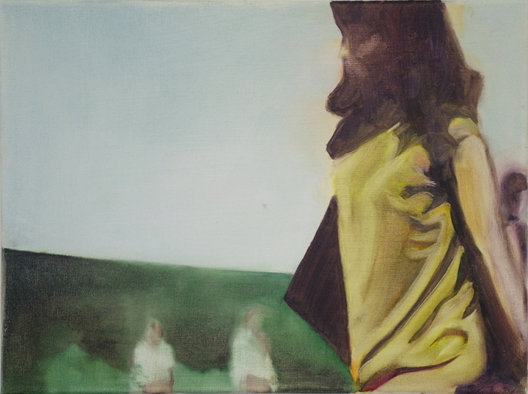 Nuala O'Sullivan: Watching Girls Go By, Oil on Canvas, 30x40cm | Nuala O’Sullivan: Surfacing | Thursday 27 January  – Saturday 26 March 2011 | Draíocht