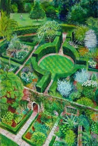 Sarah Longley: Tower View I, oil on board, 60 x 40 cm | Sarah Longley: Sissinghurst Revisited | Friday 21 January  – Saturday 12 February 2011 | Peppercanister Gallery
