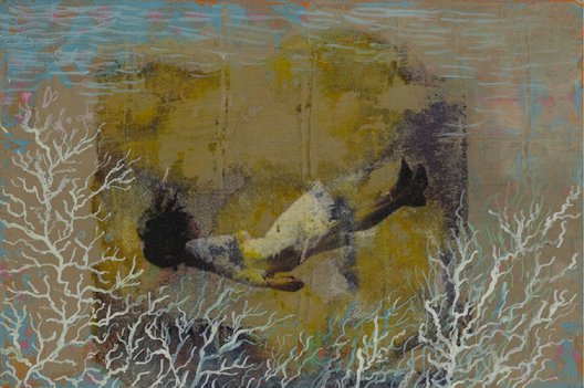 ﻿﻿Liz Rackard: Suspended, Acrylic and digital print transfer on board, 10 x 26cm | 181st RHA Annual Exhibition | Tuesday 24 May  – Saturday 30 July 2011 | Royal Hibernian Academy