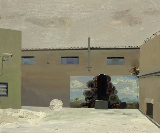 Mairéad O hEocha: Workyard, Smithfield, Dublin, 2011, Oil on board, 46 x 55 cm; Courtesy of the artist and mother's tankstation | Mairead O’hEocha: via An Lár | Friday 10 June  – Wednesday 13 July 2011 | Douglas Hyde Gallery