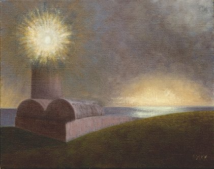 Stephen McKenna: Lighthouse in Mist, 1999, Oil on canvas, 40 x 50 cm, Courtesy of the Kerlin Gallery, Dublin | Interlude (Aspects of Irish Landscape Painting) | Friday 22 July  – Monday 29 August 2011 | Douglas Hyde Gallery