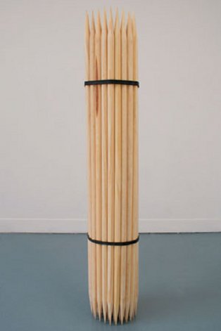 Barbara Knezevic: Self-Supporting Object, 2011, Dimensions variable, Pine broom-handles, rubber pallet bands, Image courtesy the artist. | FUTURES 11 | Wednesday 7 September  – Sunday 23 October 2011 | Royal Hibernian Academy