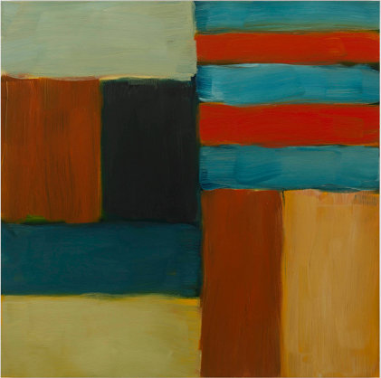 Sean Scully: Cut Ground Blue Red, 2011, oil on linen, 153 x 153 cm, 60.2 x 60.2 in; courtesy the artists / Kerlin Gallery Dublin | Sean Scully: Cut Ground | Thursday 6 October  – Saturday 19 November 2011 | Kerlin Gallery
