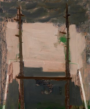Paddy McCann: First Goal Posts, oil on linen, 2011, 46 x 38 cm | Paddy McCann: Lime House | Thursday 10 November  – Saturday 3 December 2011 | Hillsboro Fine Art